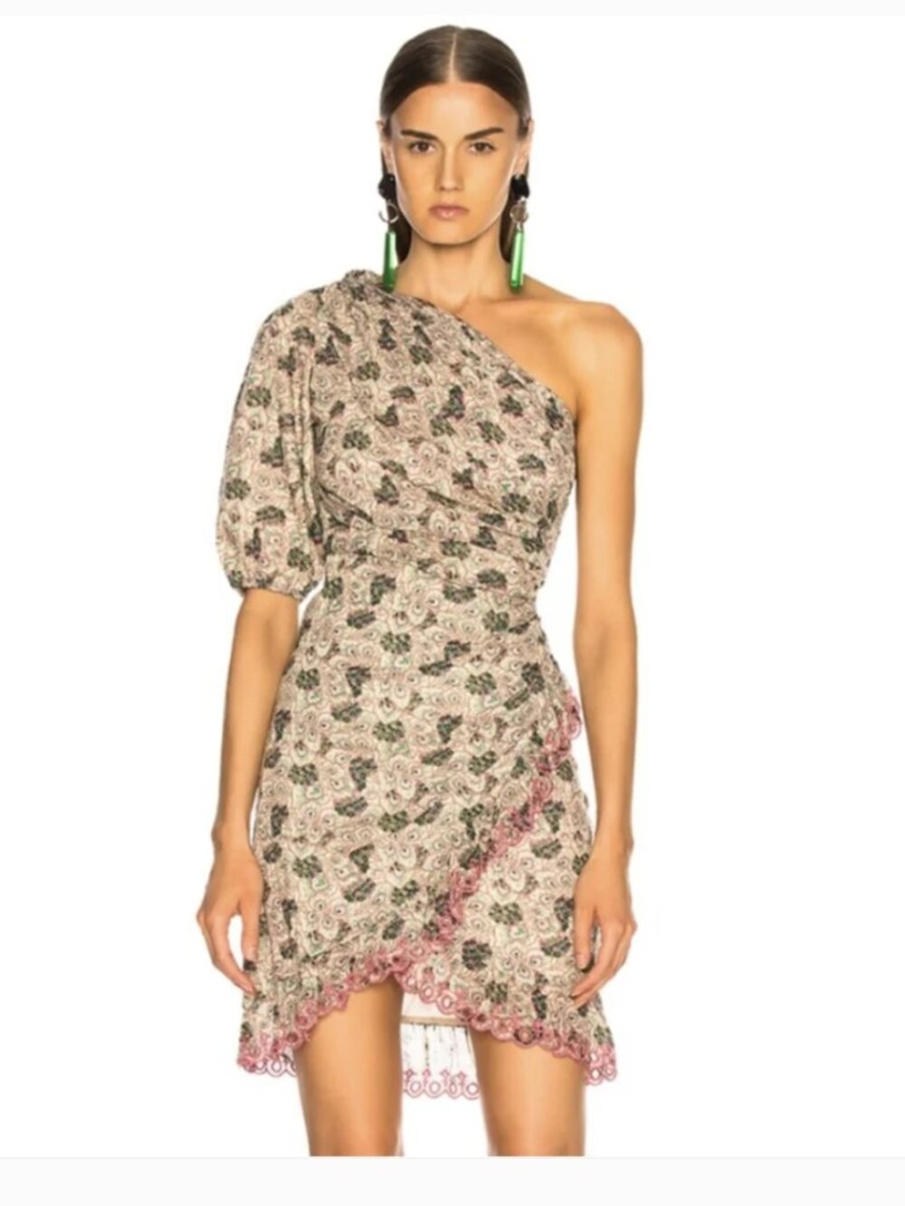 Isabel Marant Etoile Esther One Shoulder Floral Print Dress Size 36 / US 4
